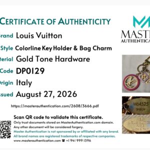 Master Authentication certificate for the Louis Vuitton Colorline Key Holder and Bag Charm in gold tone hardware, code DP0129, origin Italy