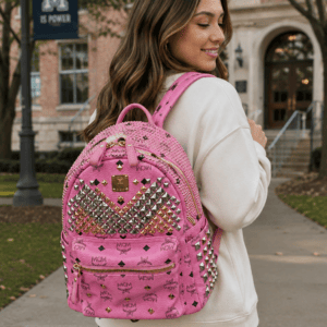 Authentic MCM Visetos Pink Backpack | Adjustable Straps | Entrupy COA - Image 24