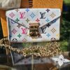 Louis Vuitton x Takashi Murakami Monogram Multicolor Pouch Metis Belt White - the pouch with its gold-tone chain and Flowergram charm
