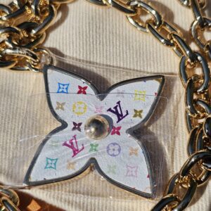 Close-up of the Multicolor Flowergram charm still in protective film
