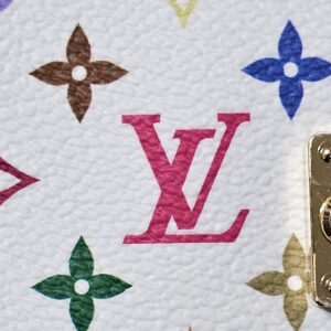 Close-up of the white Monogram Multicolor canvas