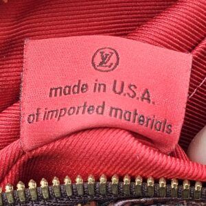 Made in U.S.A. of imported materials tag inside the Louis Vuitton South Bank Besace