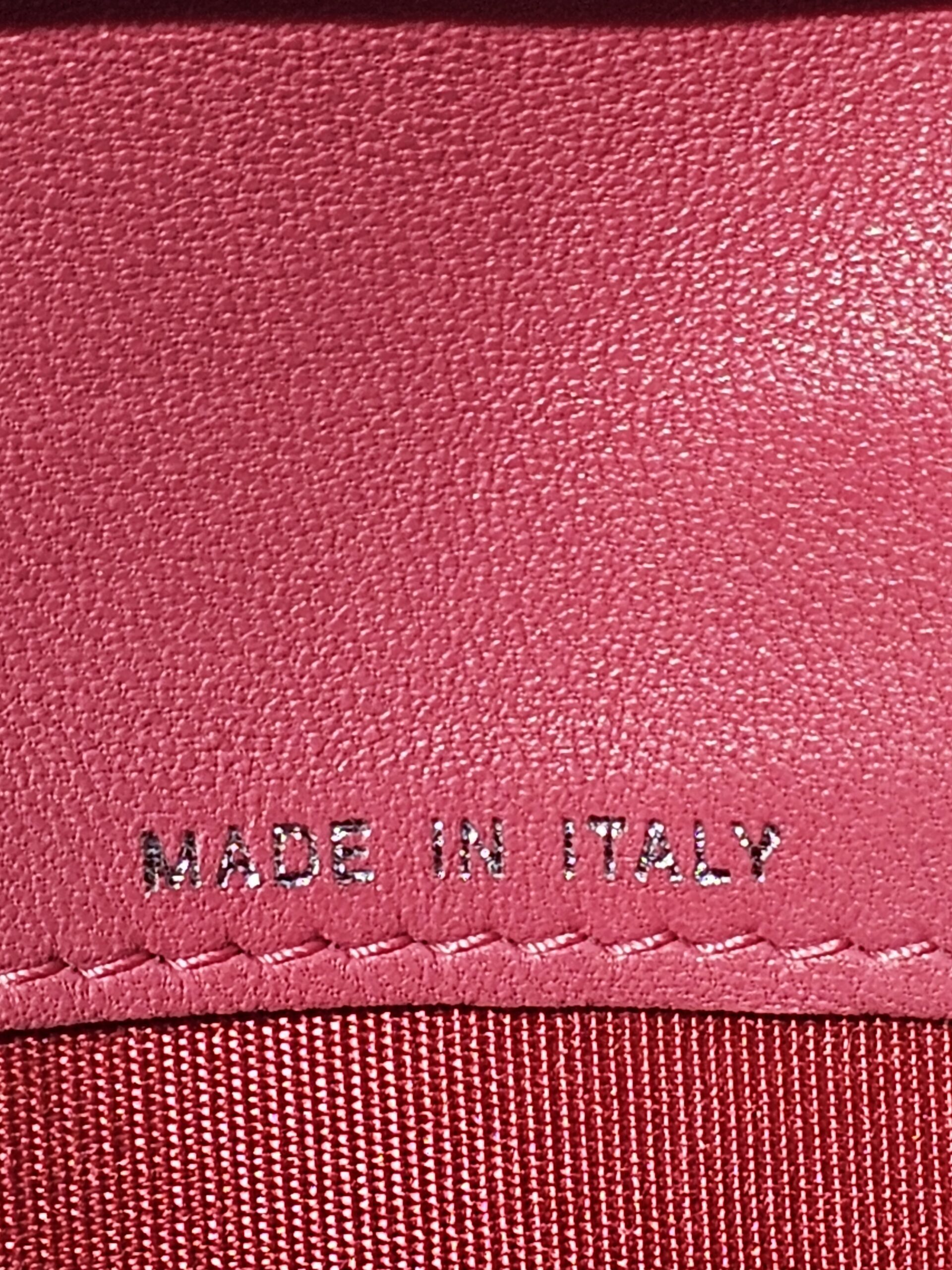 Made in Italy stamped inside the Chanel Boy long wallet