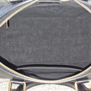 Black Empreinte Speedy Bandouliere 25 opened to show the gray microfiber interior
