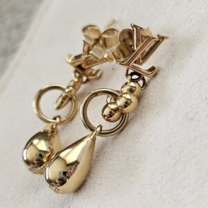 Louis Vuitton Gold LV Flowergram Pendant Earrings