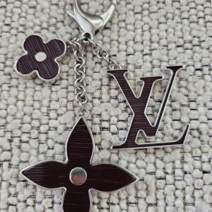 Louis Vuitton Bijoux Sac Fleur de Epi Bag Charm Plum - three plum Epi motifs on a silver-tone chain and lobster clasp