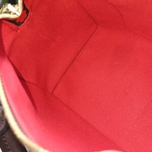 Red fabric lining inside the Damier Ebene Speedy Bandouliere 20