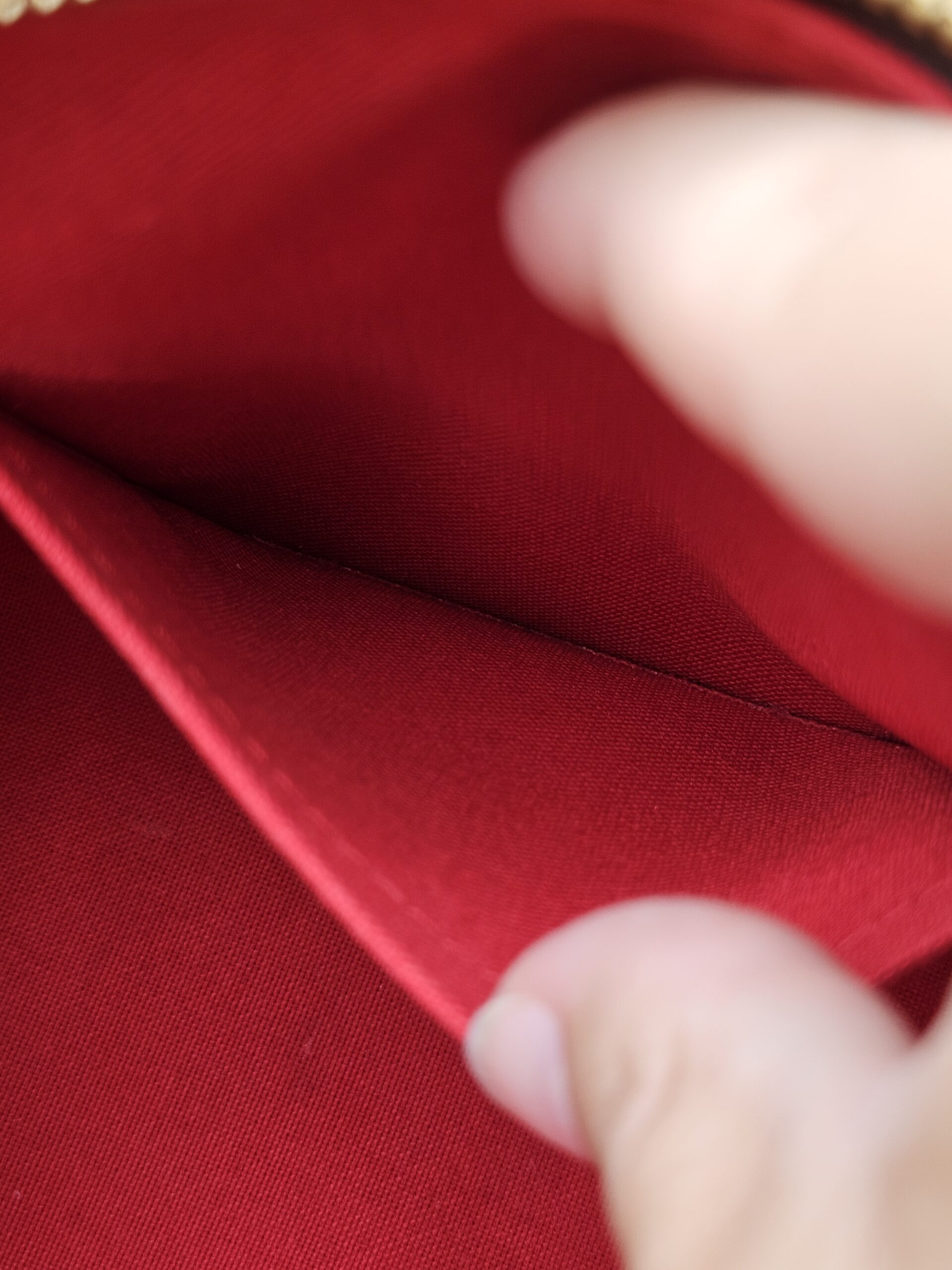 Interior slip pocket in the red lining of the Speedy Bandouliere 20