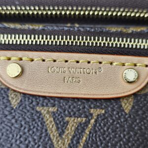 LOUIS VUITTON PARIS stamped vachetta leather name tag on the Cerises Mini Bumbag