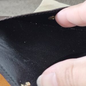 Interior of the Recto Verso card holder showing light normal wear