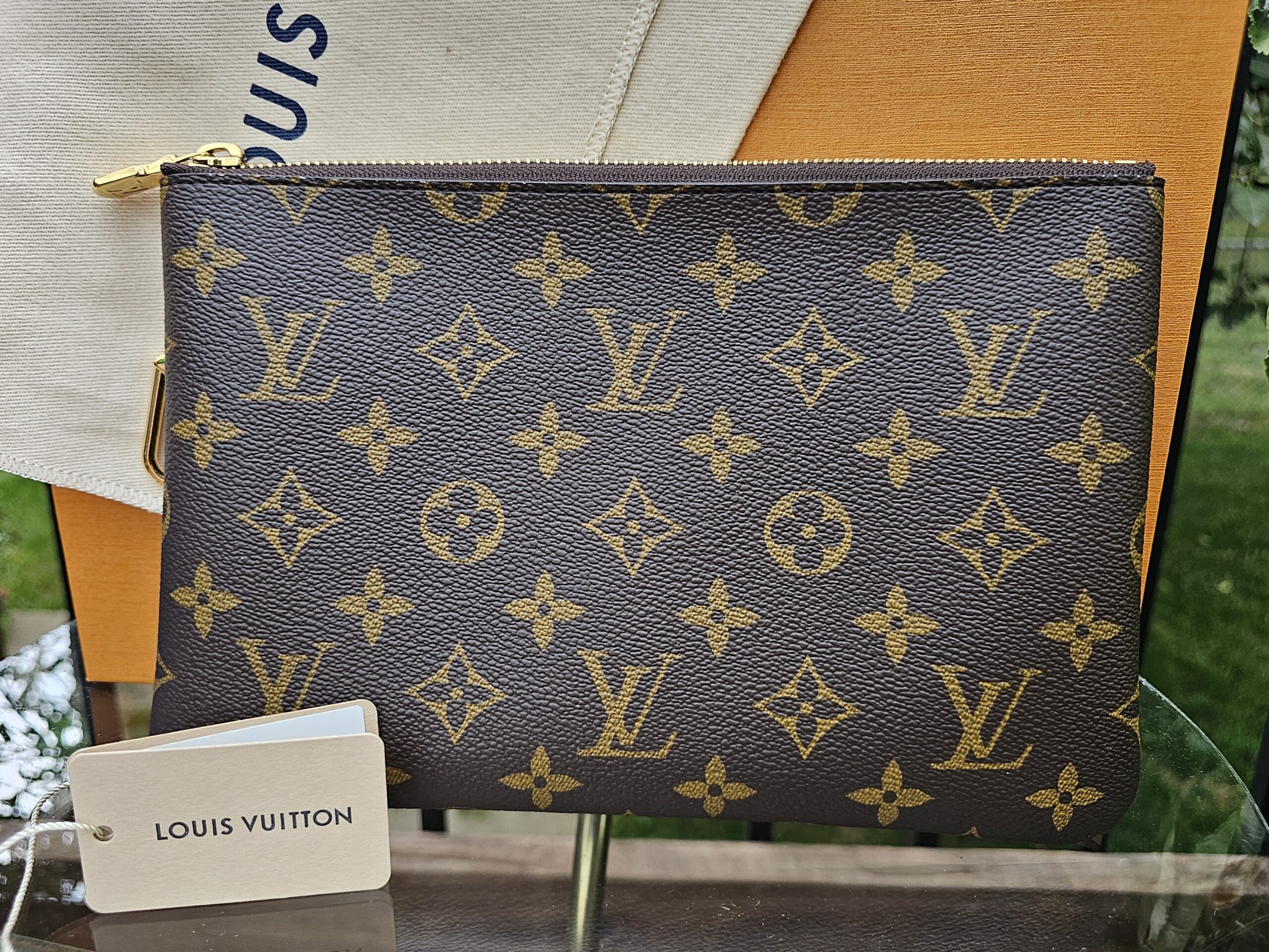 Louis Vuitton Monogram Key Pouch M - shown with its box, dust bag and tag
