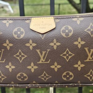 Front view of the Monogram large pochette from the Multi Pochette Accessoires set