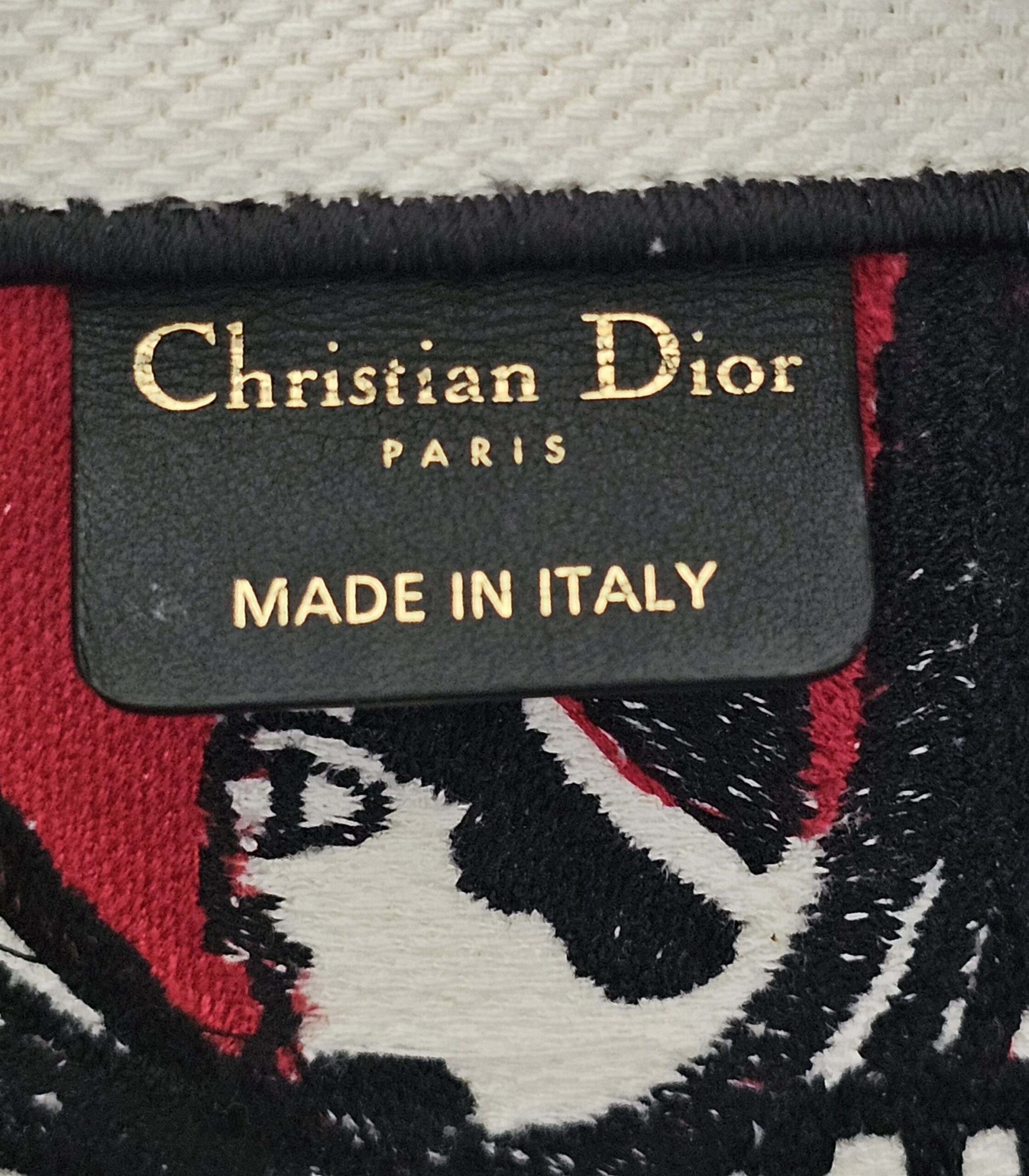 Christian Dior PARIS MADE IN ITALY tag inside the Dioramour Book Tote