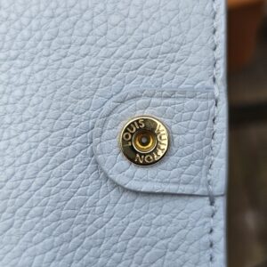 Gold-tone Louis Vuitton snap closure on the Lisa Wallet