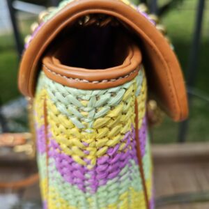 Flap open on the multicolor raffia GG Marmont