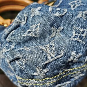 Monogram Denim detail showing the woven LV motifs
