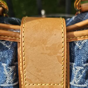 Vachetta flap of the Pleaty showing water spots