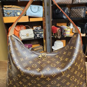 Front of the Monogram Slouchy MM showing its relaxed shape