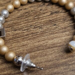 LV charm and pierced post on the faux pearl hoop