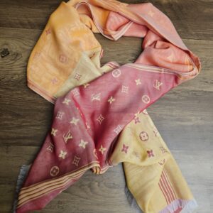 Stole draped to show the coral pink and soft yellow sections