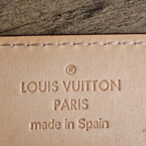 LOUIS VUITTON PARIS made in Spain stamp on the belt underside