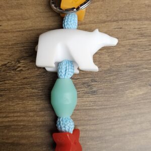 Louis Vuitton Play Polar Bear Bag Charm and Key Holder Multicolor - full length of the charm with the white polar bear and resin beads