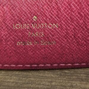 LOUIS VUITTON PARIS made in Spain stamp on the pink leather