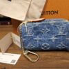 Louis Vuitton Monogram Denim Speedy Trousse MM Blue shown with its box, dust bag and original tags
