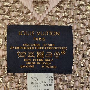 Louis Vuitton care label reading 95 percent wool and 3 percent silk with style codes GM0196 and M70466