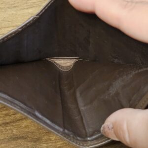 Bill compartment of the Burberrys wallet held open