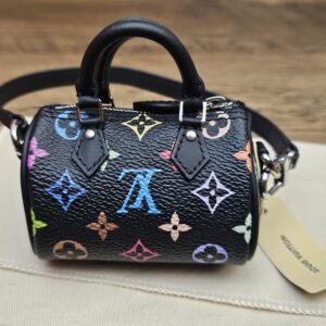 Straight front view of the black multicolor monogram
