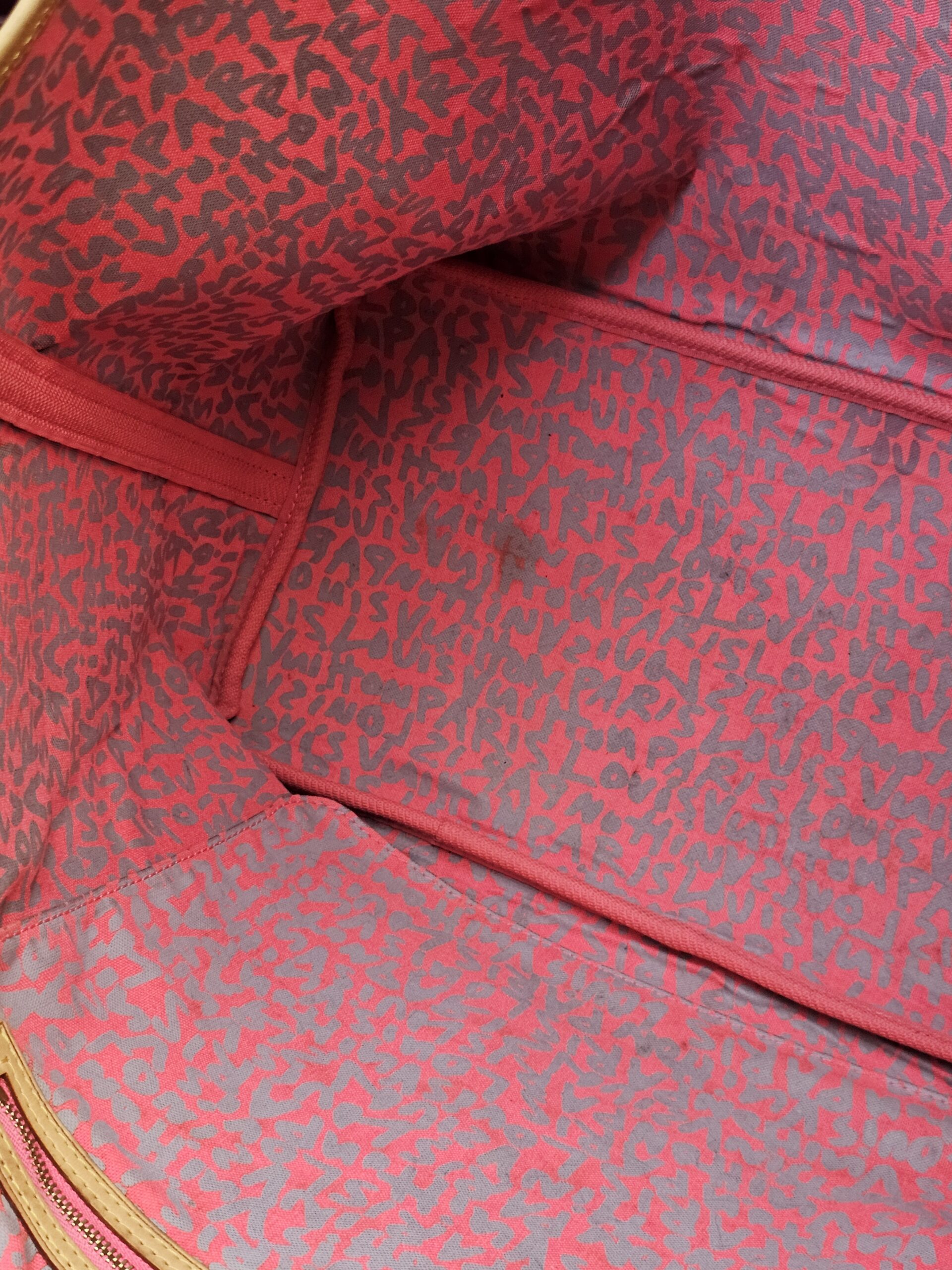 Close up of the graffiti print lining