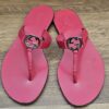 Gucci Thong Sandals Berry Size 38 - overhead view of the pair on a wooden table