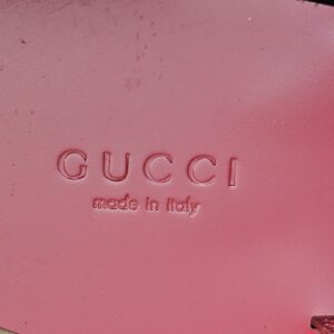 Close up of the logo and made in Italy stamp on the insole