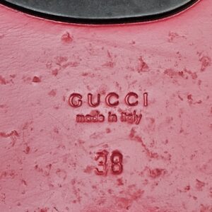 Close up of the sole stamp with size 38 and scuffs