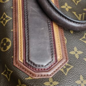 Layered leather trim in brown, burgundy and natural