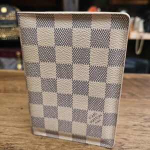 Louis Vuitton Damier Azur Passport Cover - front of the cover standing upright