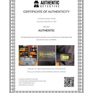 Authentic Detective certificate of authenticity for the Chanel sequin denim Deauville tote