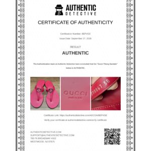 Authentic Detective certificate of authenticity for the thong sandals