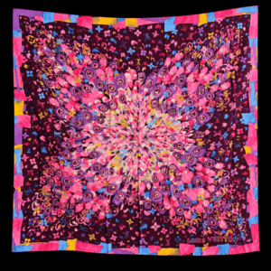 Louis Vuitton Silk Paint Print Monogram Multicolor Large Square Scarf - the full scarf laid flat