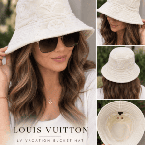 Louis Vuitton brand reference image for the LV Vacation reversible bucket hat. This is a marketing graphic, not a photo of the item for sale