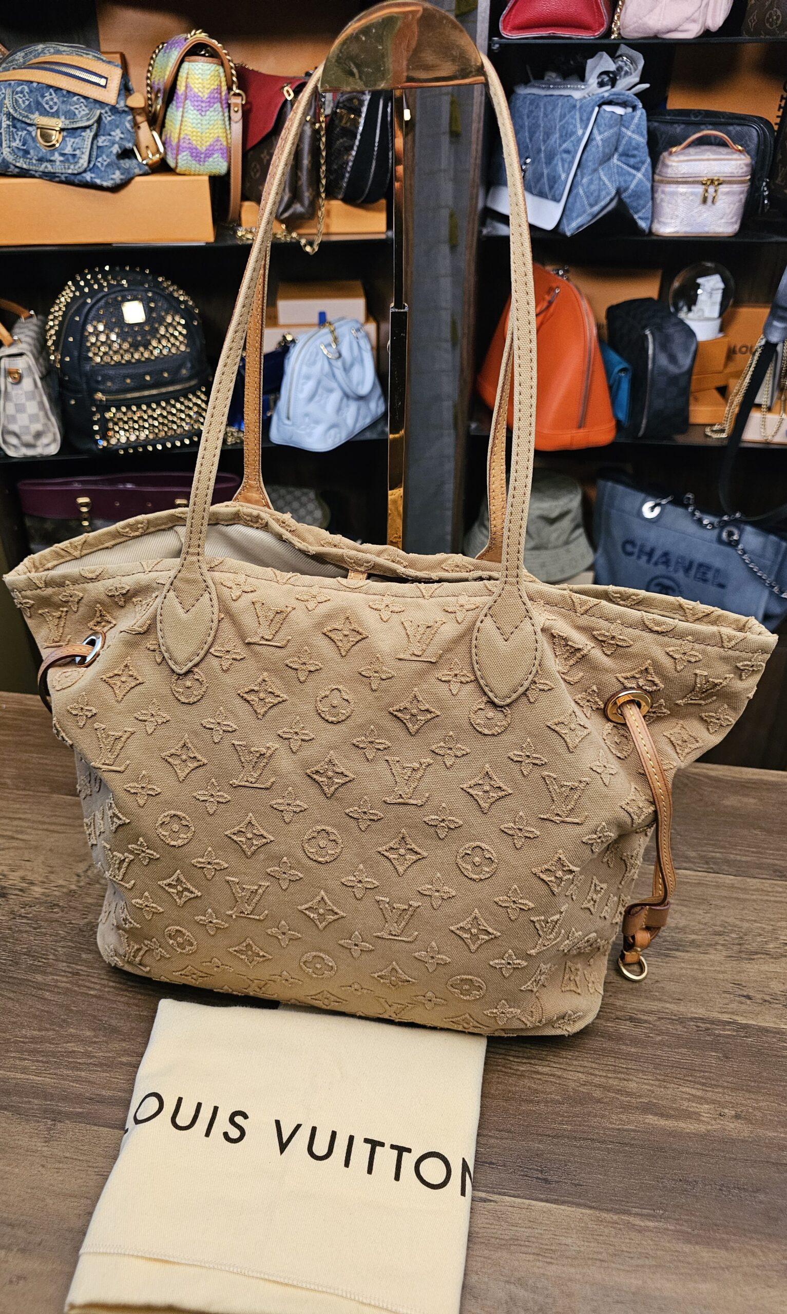 Louis Vuitton Denim Neverfull MM Beige