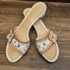 Louis Vuitton Monogram Multicolor Flower Mules White Size 38.5 - pair from above showing the leather flower appliques