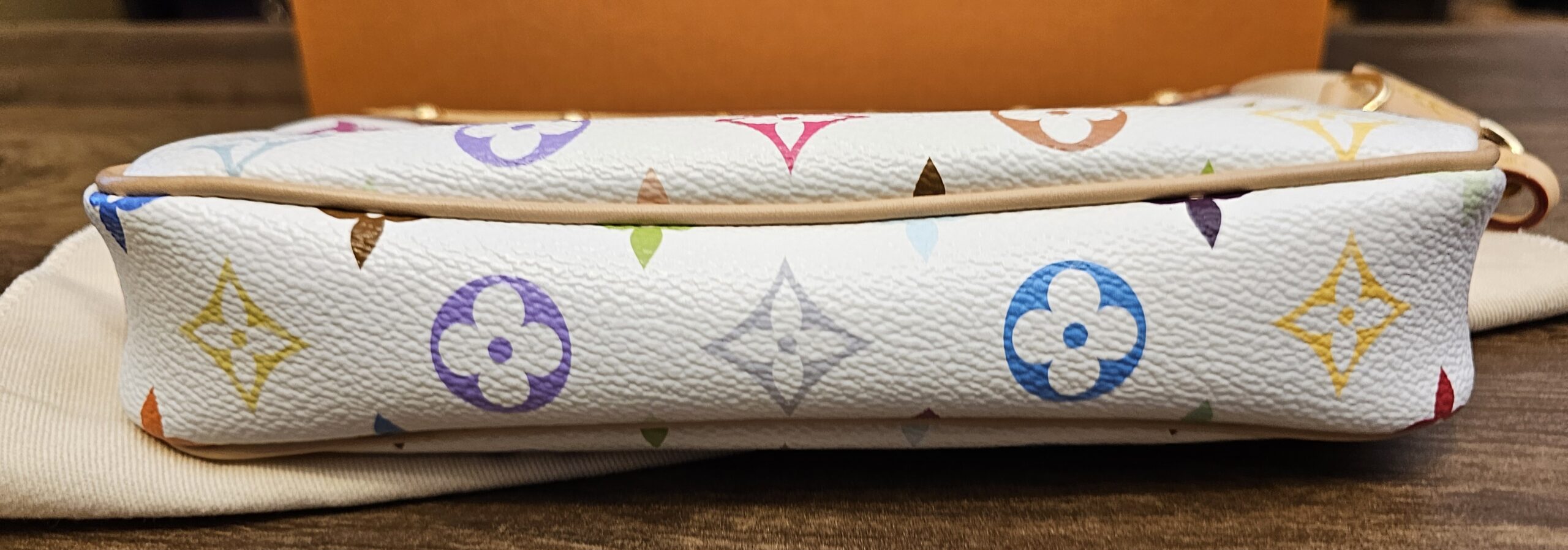 Base of the pochette in white Multicolor canvas