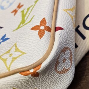 Close up of a corner showing the vivid Multicolor print