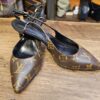 Louis Vuitton Monogram Canvas Cherie Slingback Pumps Size 37 - pair showing the pointed toes and patent slingback straps