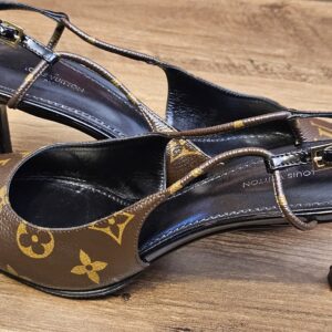 Side view of the pair showing the slim heels