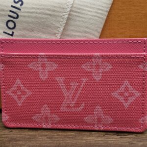 Other side of the card holder in pink Monogram Origine canvas