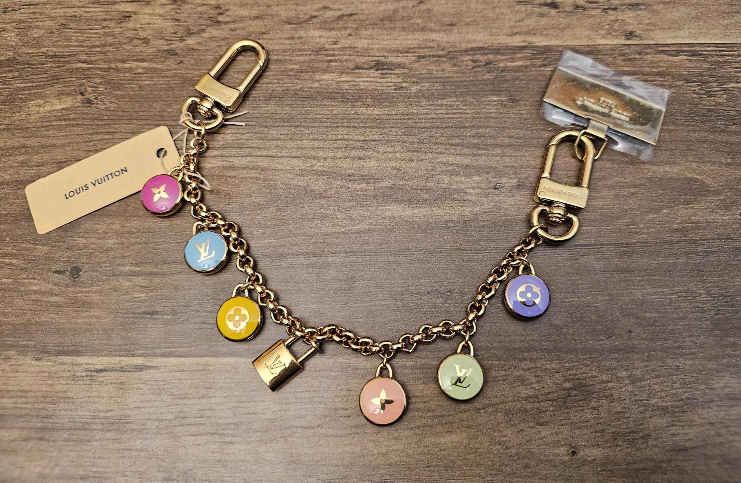 Louis Vuitton LV Confetti Chain Bag Charm Multicolor - full chain with enamel charms, padlock and two clasps