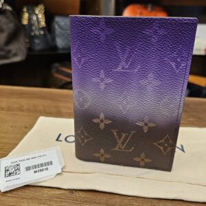 Louis Vuitton Monogram Pigment Passport Cover Purple - front view of the purple gradient over Monogram canvas